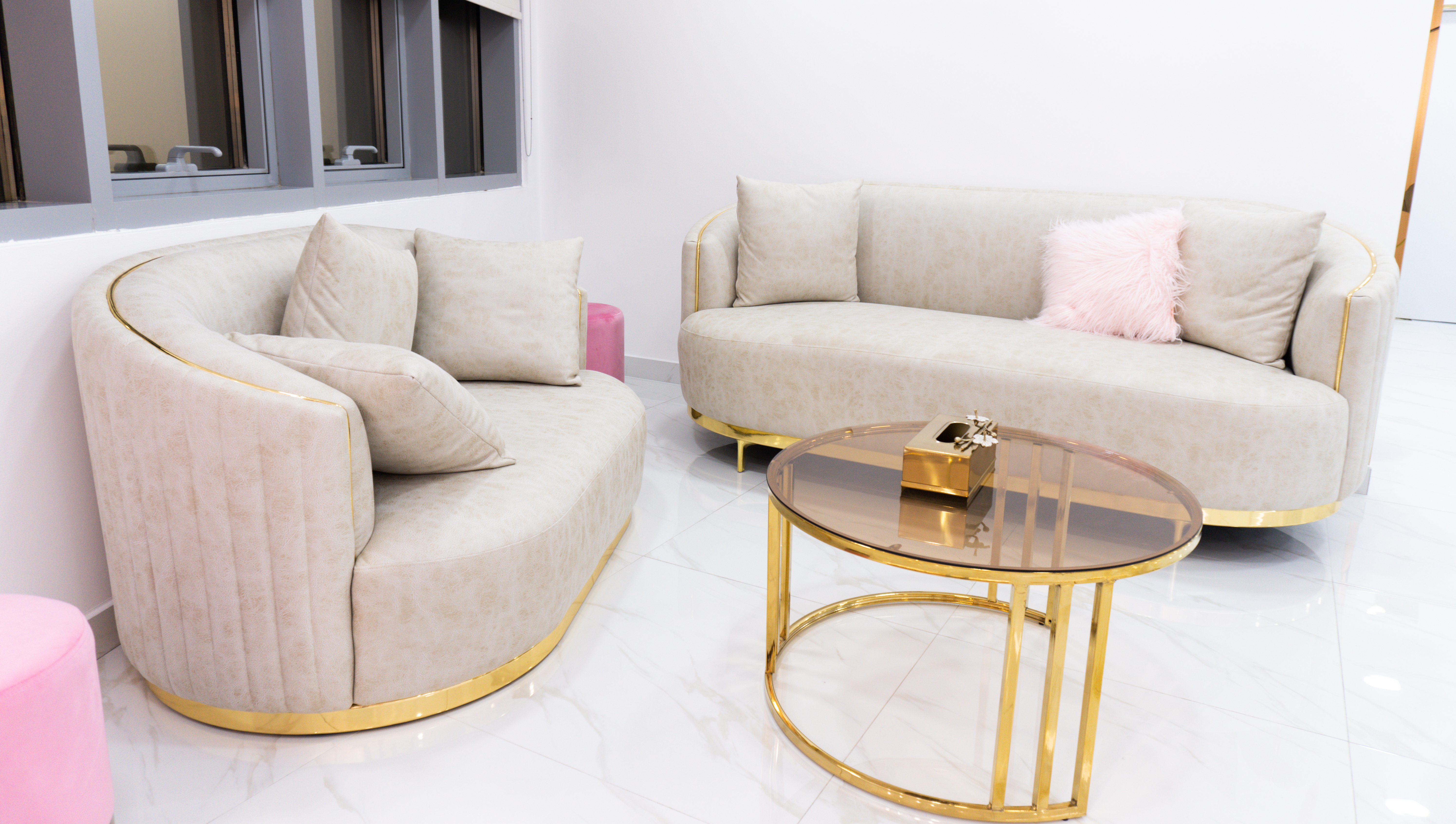 Comfortable patient waiting lounge at a medical center