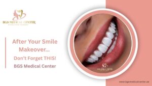 Patient receiving Hollywood smile maintenance treatment in Dubai at BGS Medical Center